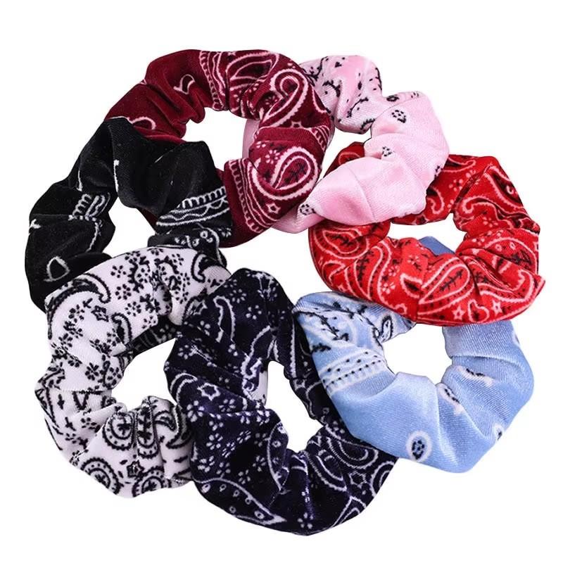 2pcs/7pcs Korean Velvet Diam 12CM Big Scrunchies Paisley Hair Scrunchy Hair Ties Accessories