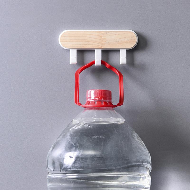 1Pc Self Adhesive Door Wall Hangers Hooks Abs Wood Hat Racks Key Hanger Kitchen Bathroom Home Wall Organizer Ornaments