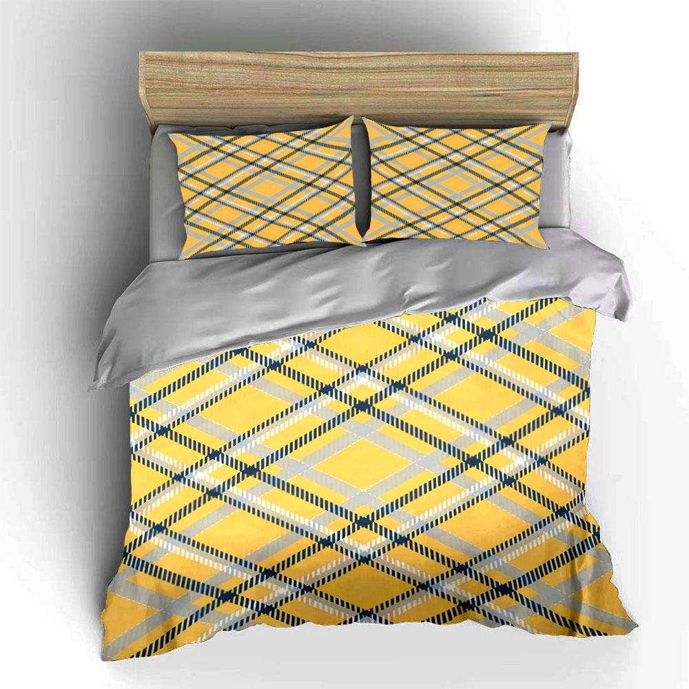 Yellow plaid striped pattern. Bedding sets Duvet cover sets Duvet covers Pillowcases(1 * Duvet Cover 2 * Pillowcases without duvet insert)