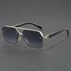 Double beam half frame metal men's sunglasses European and American sunglasses trendy polygonal retro fashion sunglasses men