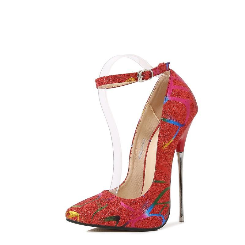 

Сексуальная Супердевушка Тонкий каблук Черный Острый носок Темперамент Знаменитость Драг Большой размер Металлический каблук Домашняя кровать Высокие каблуки 35 красный