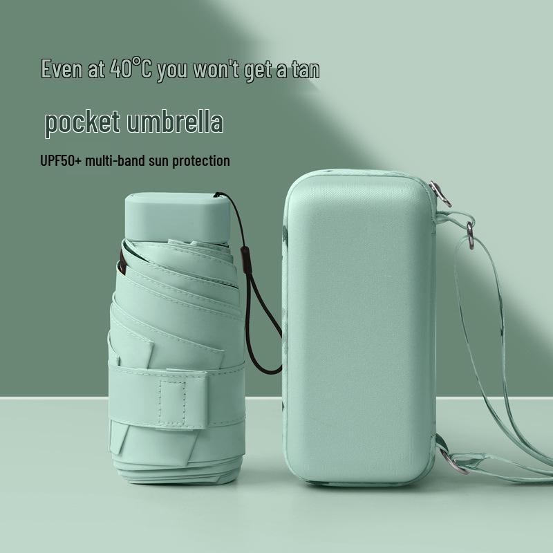 Women's Six-Fold Mini Sunshade UV Protection Umbrella - Customizable Card Holder, Rain or Shine Umbrella