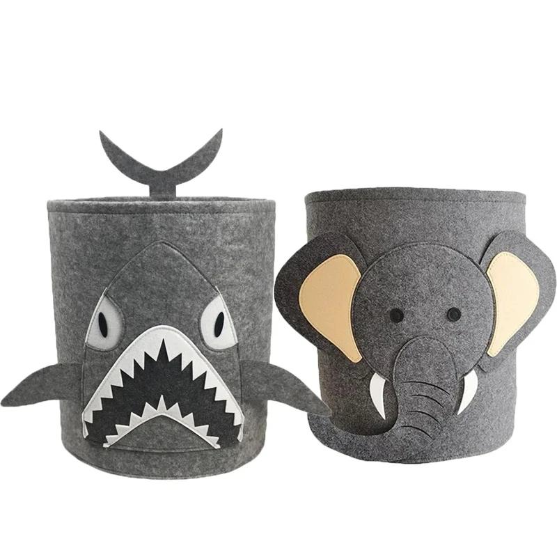Panda Dinosaur Baby Storage Basket Felt Toy Organizer Laundry Clothes Bucket Cartoon Nursery Hamper for Kids Gift Idea