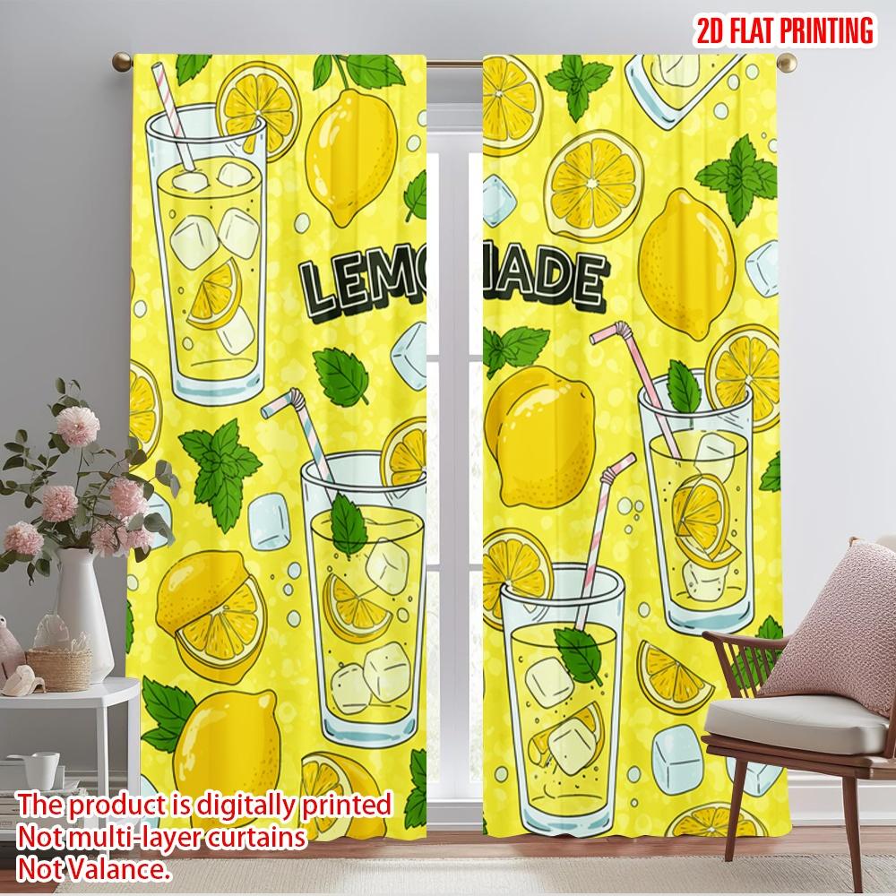 

2pcs 2D flat printing Drapes Summer Lemonade Drink Polyester Without Electricity Festive Holiday Use for Outdoor Holiday 52.50×116.00 CM 2pcs
