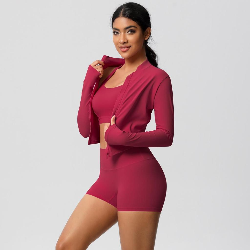 Women's 3-Piece Cloud-Feel Yoga Set: Tight Shorts, Shockproof Vest & Running Jacket