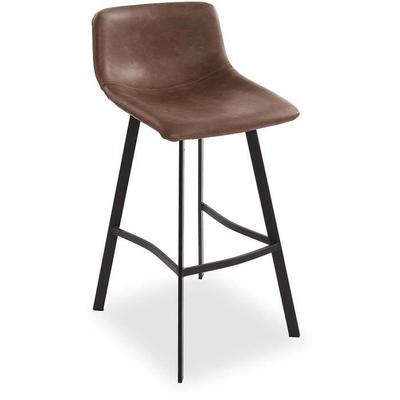 Barhocker aus Kunstleder und Metall, dunkelbraun - VERSA - 5er-Set - Industriell - Küche