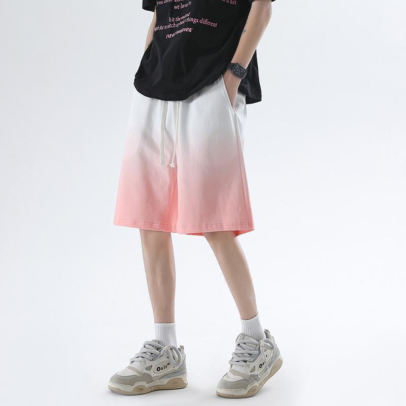 

Pure Cotton Shorts Men s Casual Shorts Sports Shorts Solid Color Large Pants Beach Pants 4XL рожевий