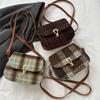 Stylish Plaid Retro Mini Crossbody Shoulder Bag Soft Pu Leather For Urban Fashion