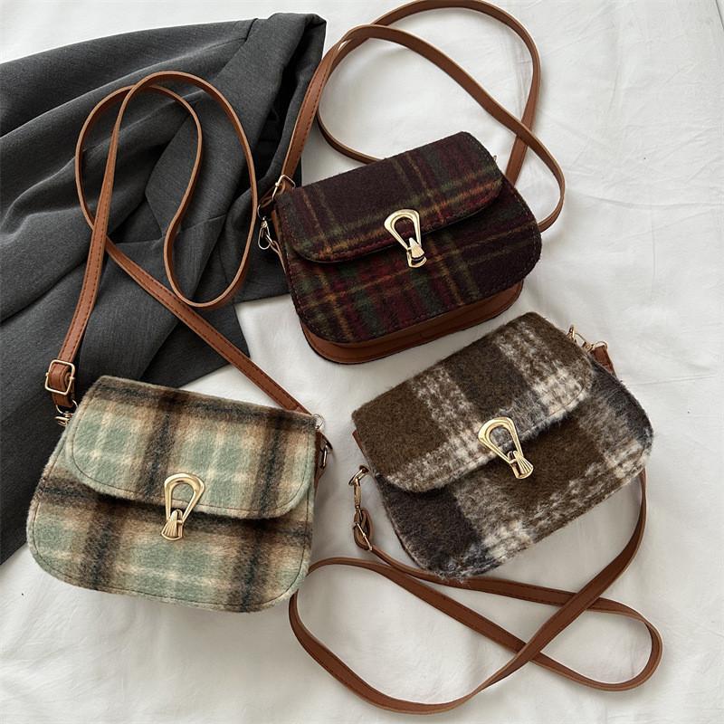 Stylish Plaid Retro Mini Crossbody Shoulder Bag Soft Pu Leather For Urban Fashion