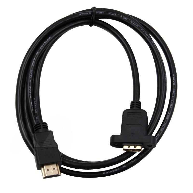 1 ud. Cable de Extensión HDMI Compatible Chapado en Oro Macho a Hembra Con Tornillo para Montaje en Panel Para 1080P PSP HDTV 0.3M/0.5M/0.6M/1.0M