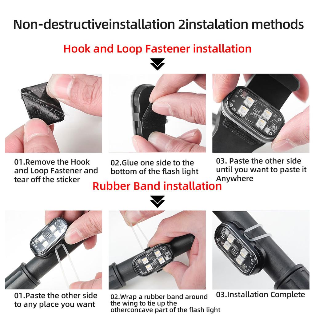 1/2/4PCS Motorcycle Warning Light Strobe Flash RGB LED Decorative Light with Remote Control Rechargeable Motorcycle Accessories
