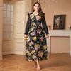 Elegantes Damen Langarm Patchworkkleid mit Druck für den Nahen Osten, Europa und Amerika