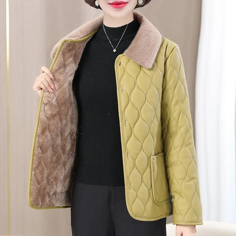 Women's Winter Jacket, Padded Jacket, Padded Jacket, Leather Jacket, Plus Velvet Thickening