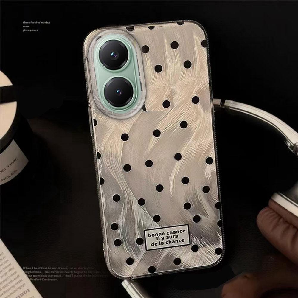 Black Circular Dots Feather Texture Phone Case for Xiaomi Poco X5 X7 M6 Pro X6 X3 Pro NFC C75 C71 C65 C61 M5S Women Girls Cover