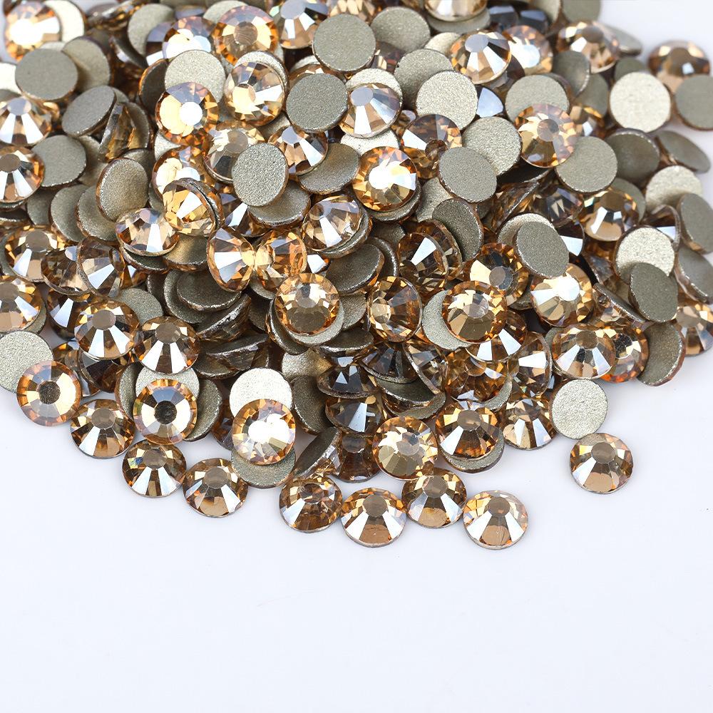 Weichen, Gold Bottom Glass Flat Bottom Diamond Nail Drill, Decorative Mobile Phone Case Diy Nail Accessories Rhinestone Jewelry