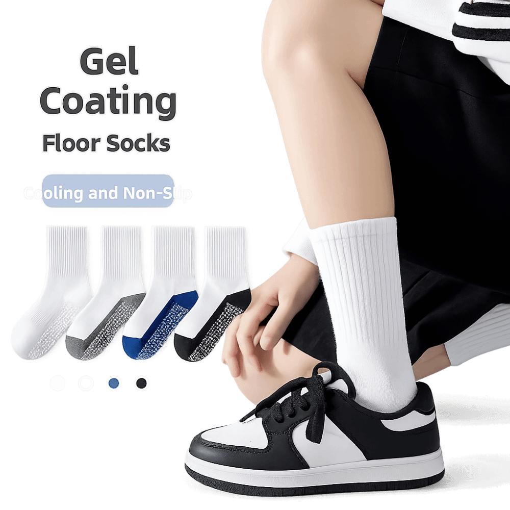 5Pairs Solid Cotton Children's Floor Socks Student Sports Socks with Grips  Spring Autumn