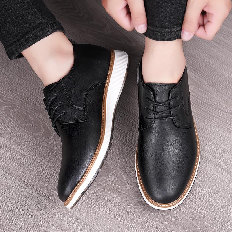 Fashion Lace up casual men's leather shoes Comfortable gentleman style Classic Black Brown shoes adults Comfortable and versatile