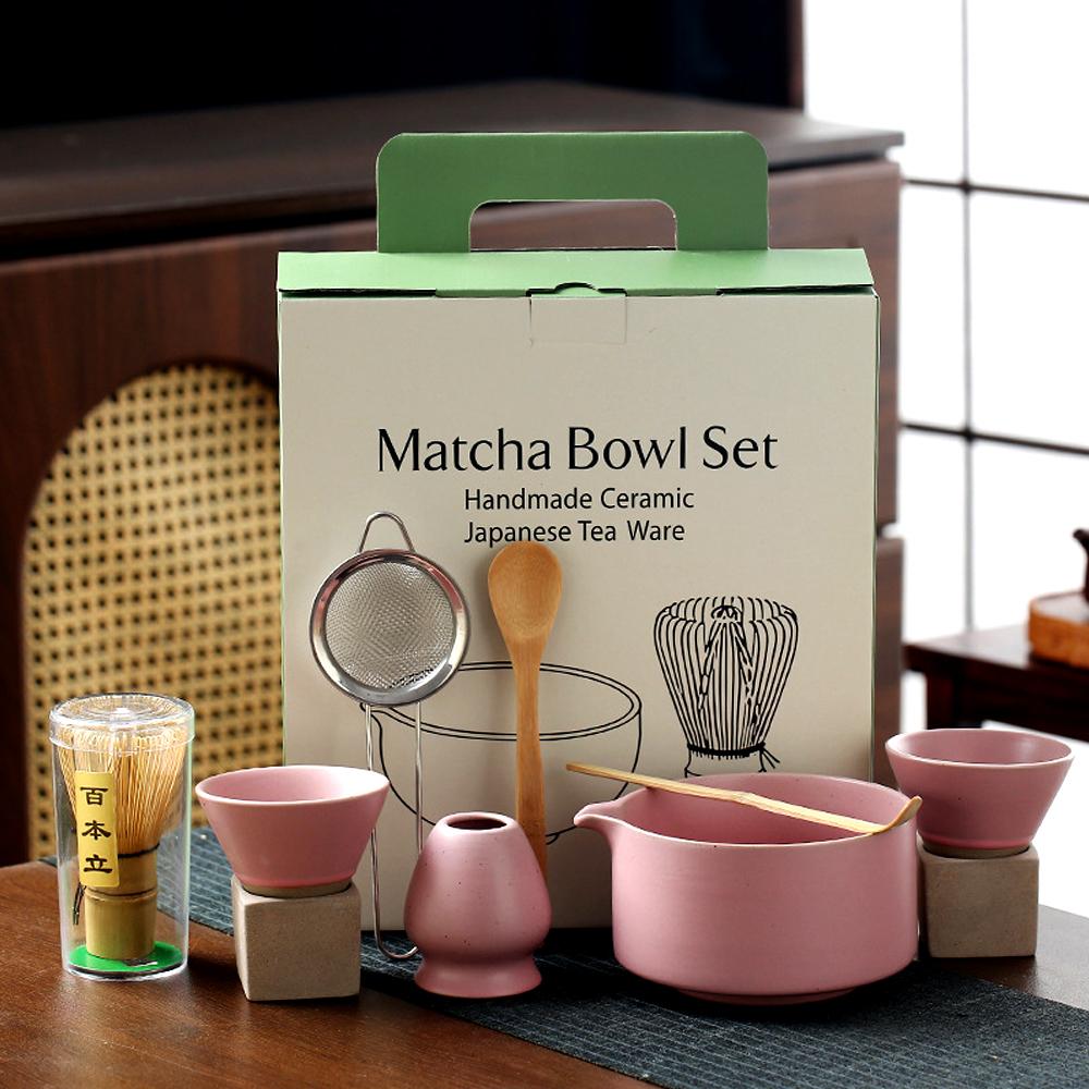 8PCS Japanese Matcha Set with Ceramic Bowl Bamboo Matcha Whisk Teaspoon Tea Sets Tea Lovers Gifts Tea-making Tools Accessories