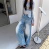 Washed High-Waisted Wide-Legged Denim Jeans Women Spring and Summer Loose Crackle Design Casual Skinny Drapey Straight Mopping Pants Retro Jeans
