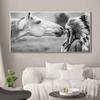 Indian Woman and White Horse Canvas Painting Poster and Printmaking Wall Art Picture Cuadros Room Dining Room Home Decoration