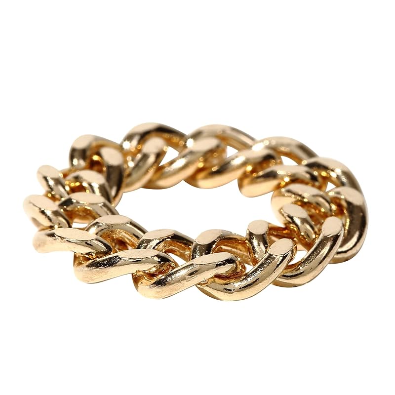 

[sakuto] ring men s ring chain simple silver gold black unisex recommend pun golden silver color black (gold, 17)