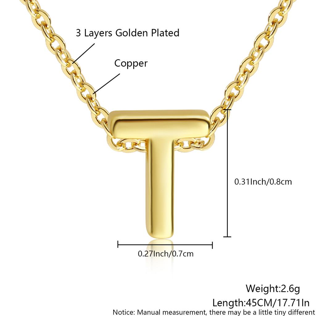 26 Large Capital English Letter Necklace Polished Smooth Hole-Punched Pendant Fine Chain Women's Item