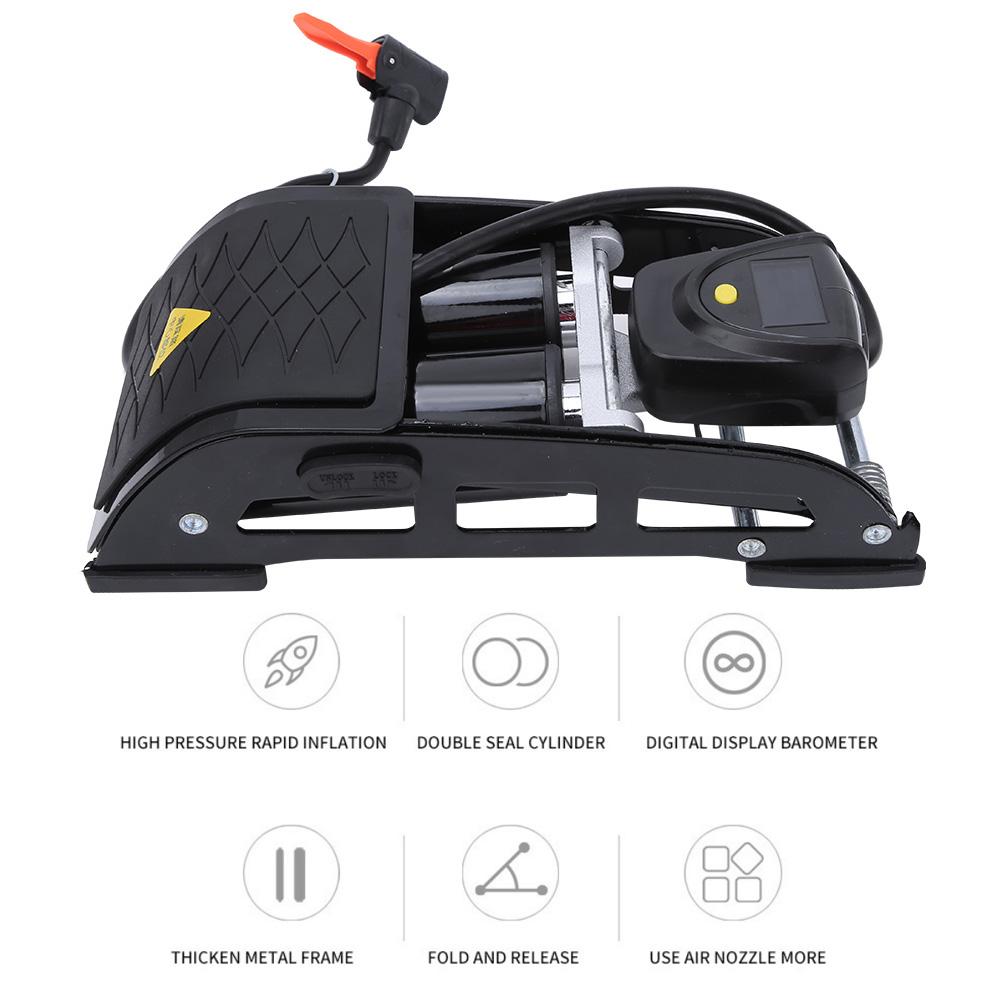 Portable High Pressure Foot Pedal Air Pump Inflator for Mountain Bike Electric Scooter Motorcycleblack