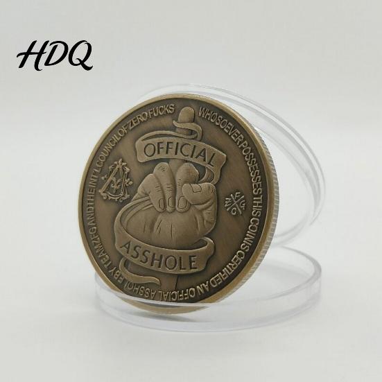 One-finger Salute Collection Coin Middle Finger Commemorative Medal Vintage Round Dickhead Award Official Asshole Metal Festival Keepsake Funny