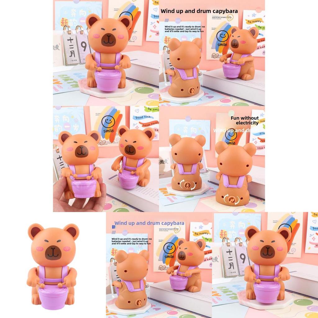 Capybara Toy Drum With Spring Mechanism For Early Childhood Learning And Sensory Development