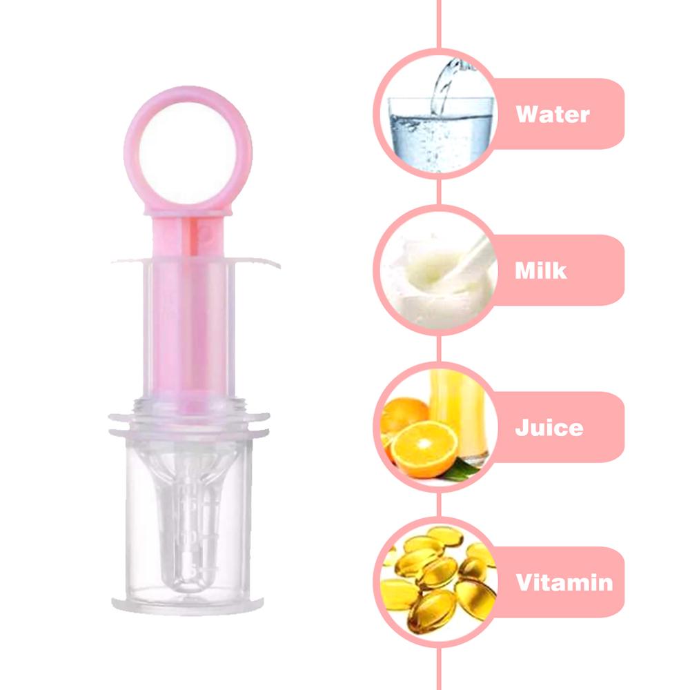 Baby Medicine Feeder Dispenser Syringe Dropper Feeder Infant Feeding Utensils with Nipple Pacifier for Feeding Medicine Water Juice or Other (Pink)