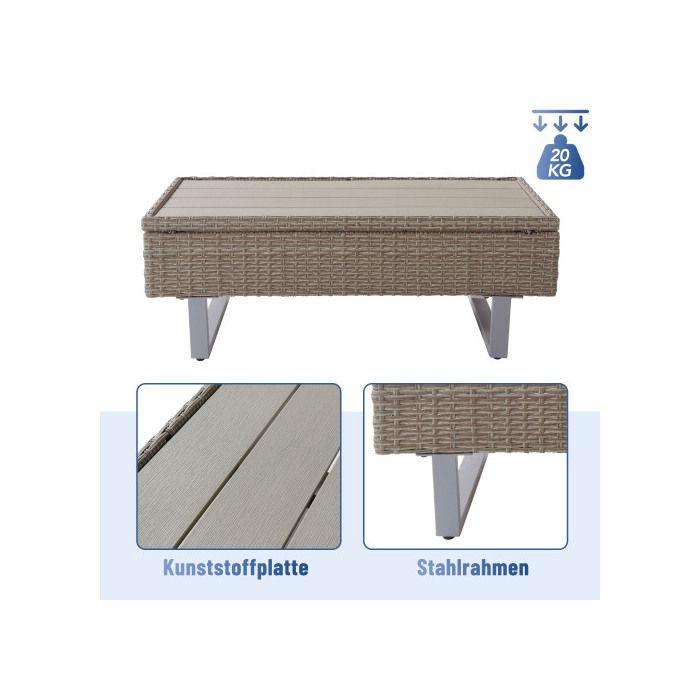 Garden Lounge Set for 4-5 People with Corner Sofa, Washable Fabric Cover, Khaki Color