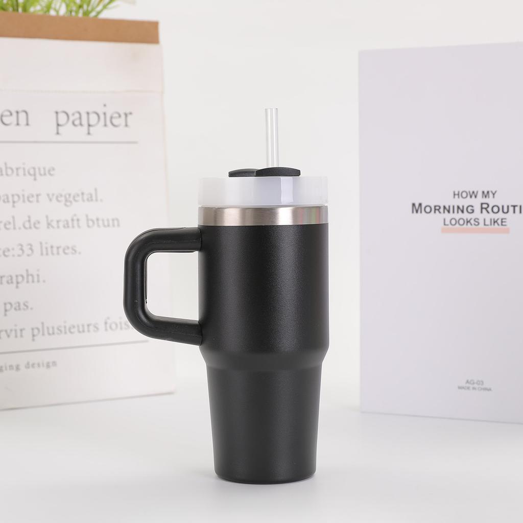 14oz Car Mug with Handle Double-layer Vacuum Coffee Cup Portable Water Cup Large Capacity 304 Stainless Steel Travel Thermal Cup