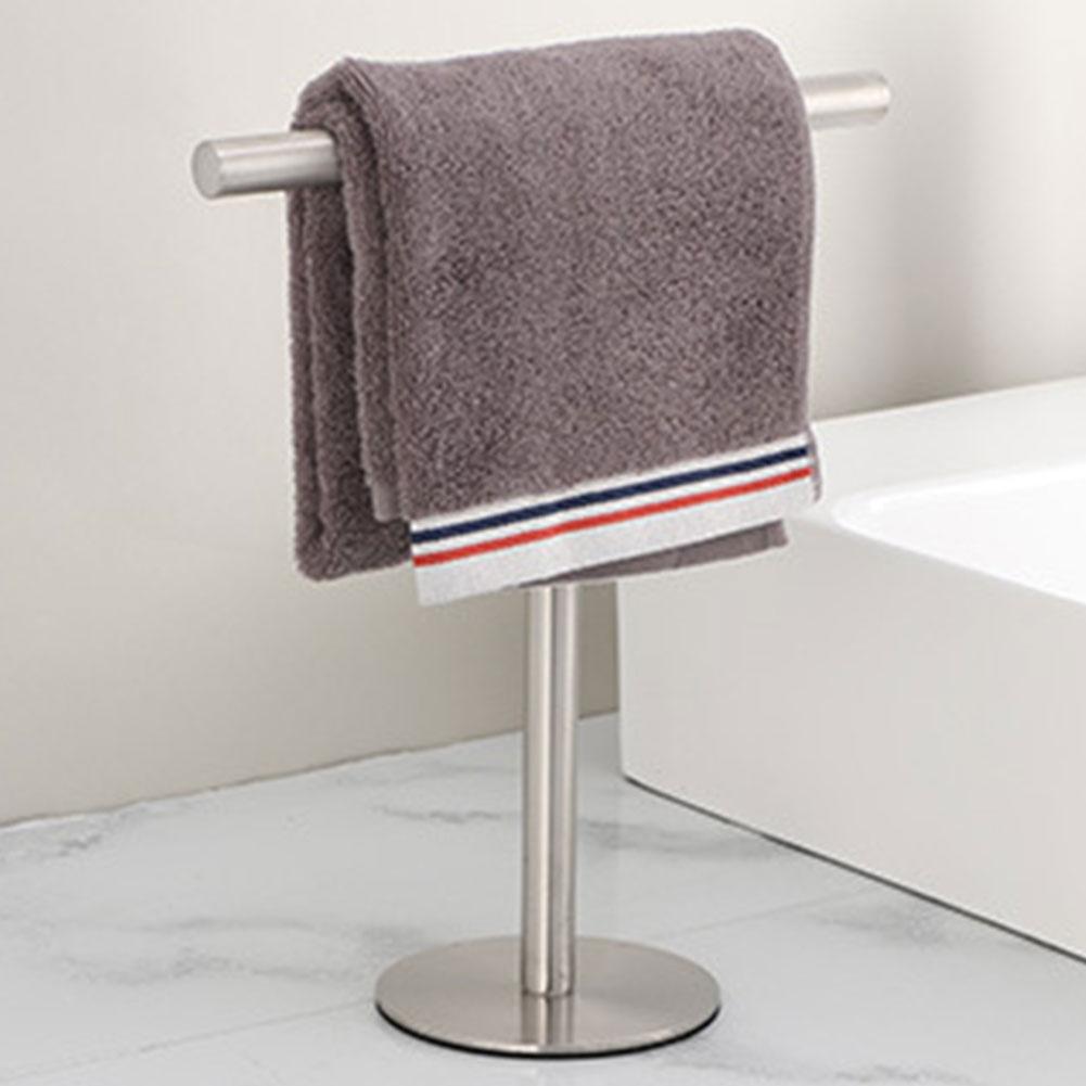 Stainless Steel Hand Towel Holder Free Standing T-Shape Towel Bar Rack Countertop Towel Holder for Bathroom Vanity Countertop