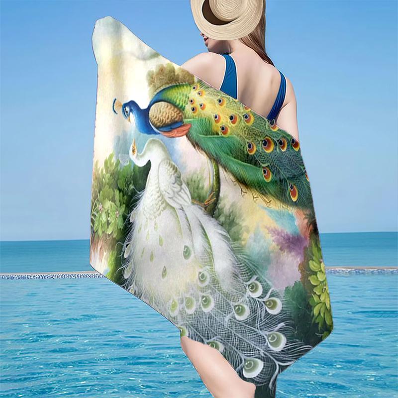 

Peacock Displaying Plumage Beach Towel, Super Soft Microfiber, Gift for Her/Him, Birthday, for Pool, Beach, Travel, Home Decor Fan gifts 70cmx140cm(27x55inch)