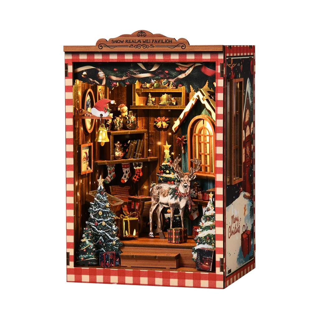 CRESYMME Miniature House Dollhouse Book Nook Kit, Wooden DIY 3D Hobby Handmade (Snow White's Hideout)