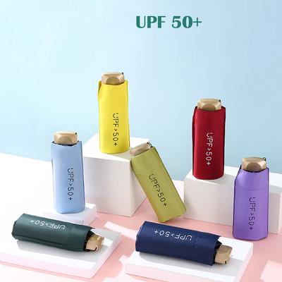 MIni Five-folding Sunny and Rainy Umbrella with Bag UV-proof and Rainy-proof Dual-use Umbrellas for Ladies Holiday Gift UPF 50+