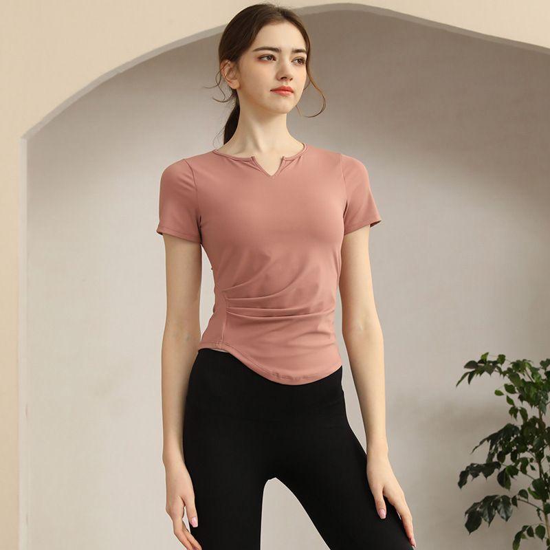High-End and Fashionable Quick-Dry Breathable V-neck Sports T-shirt Yoga
