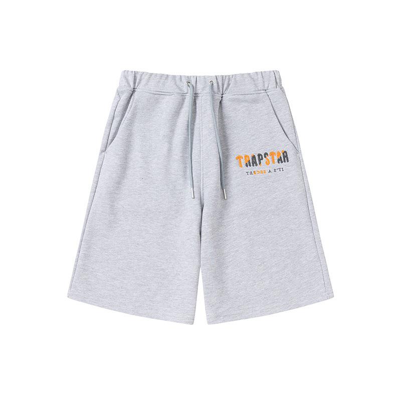 Niche trendy brand, letter orange gray towel embroidery loose casual men s and women s shorts sweatpants S