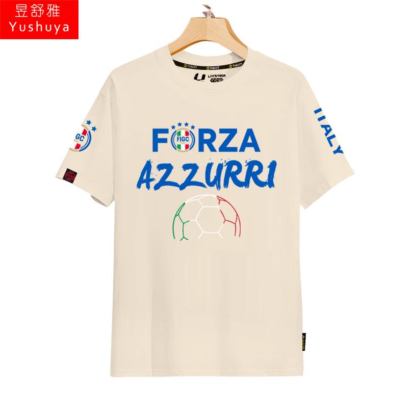 Italy Team European Cup World Cup Football Fan Uniform Short Sleeved T-shirt Men's and Women's 3D Printed T-shirt Summer