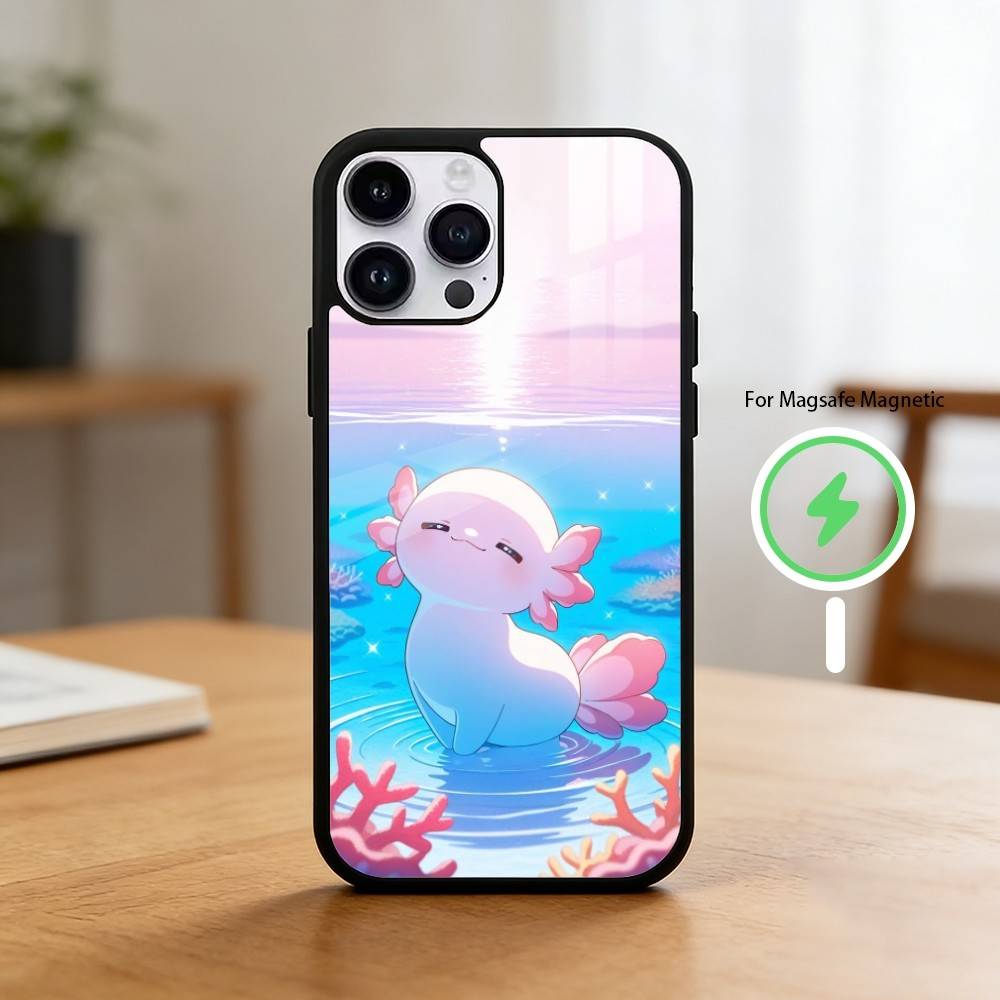 Cartoon C-Cute A-Axolotl Phone Case For iPhone 17/16/15/14/13/12/Plus/Pro/Max for Magnetic Wireless Charging