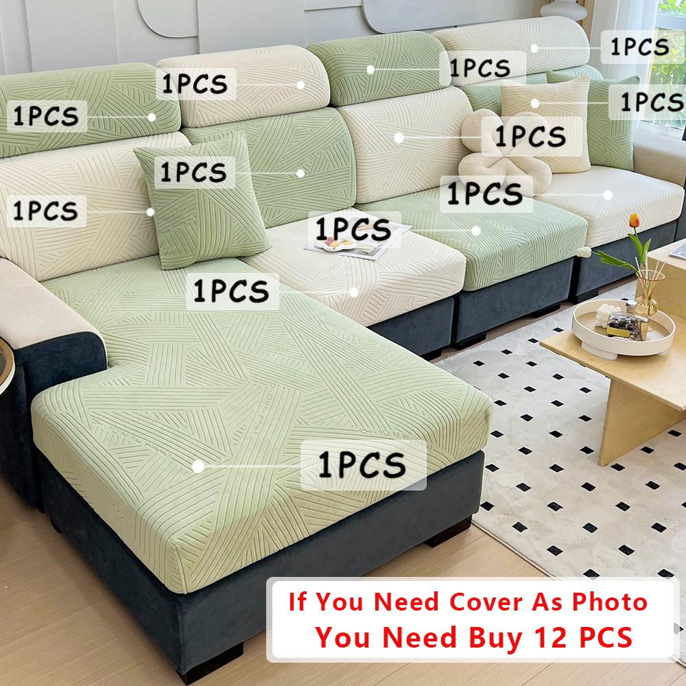 Jacquard Sofa Cover Adjustable Removable Sofa Seat Cushion Cover Polar Fleece Stretch Washable L Shape Corner Sofa Slipcovers