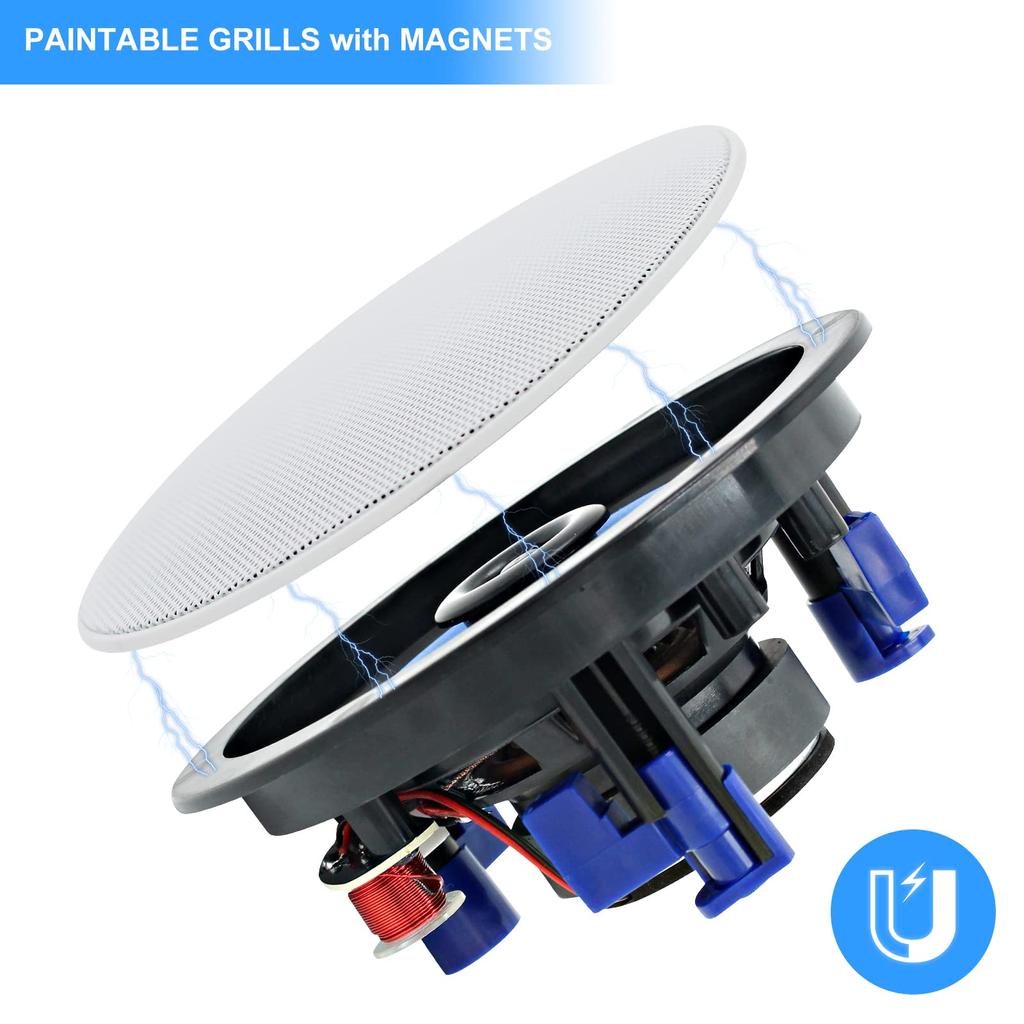 Herdio Bluetooth Deckenlautsprecher Deckeneinbaulautsprecher Deckeneinbaulautsprecher Rund 160W Einbaulautsprechersystem