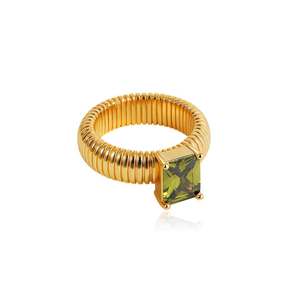 

Stainless Steel Waterproof Multi-color Zircon Crystal Rings Vintage Chunky Twist Finger Ring Statement Jewelry Fashion Gift Size 6 зелёный