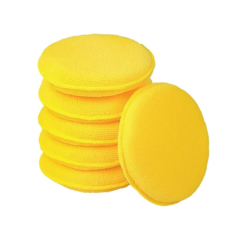 Microfiber Wax Applicator Pads, Car Wax Applicator, Buffing & Detail Polishing Foam Pads for Car Cleaning and Fine Polishing (5 Diameter, 6 Pack)… жёлтый