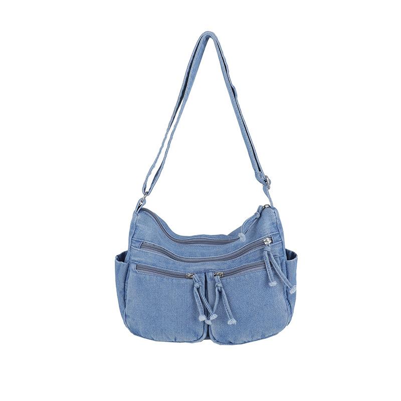 Denim Bag Women's Large Capacity Shoulder Bag Multi-Pocket Commuter Crossbody Bag