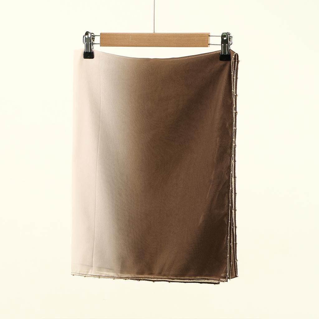 New Metal Bead Chain Gradient Chiffon Hijab Scarf For Woman Muslim Hijabs Fashion Shawl Wraps Islamic Turban Female Headscarf