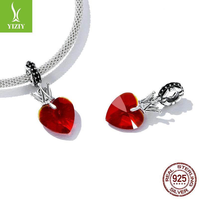 Silver Ziyun Retro Crown Love Pendant in Sterling Silver - Queen Style Fashion DIY Beaded Accessory (Model: SCC2247)