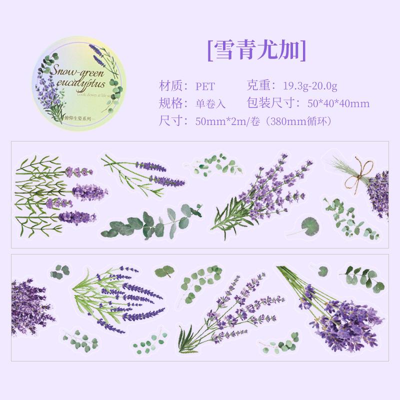 50mm*2m PET Flowers Plant Decorative tape Stick Labels Adhesive Diy Diary Album Scrapbooking material Craft Supplies tape set