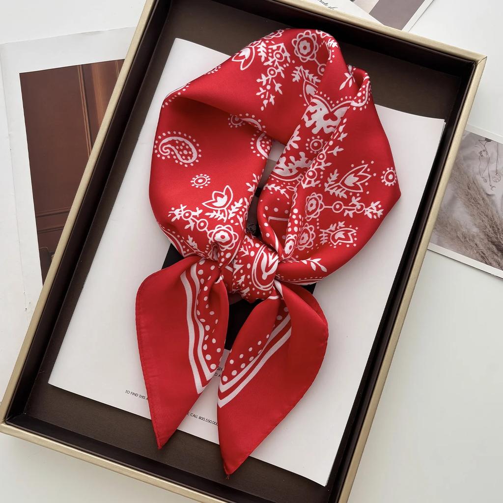 New Print Carriage Print Scarf Women'S Spring And Summer Soft Satin Scarf Retro Versatile Shawl Headscarf