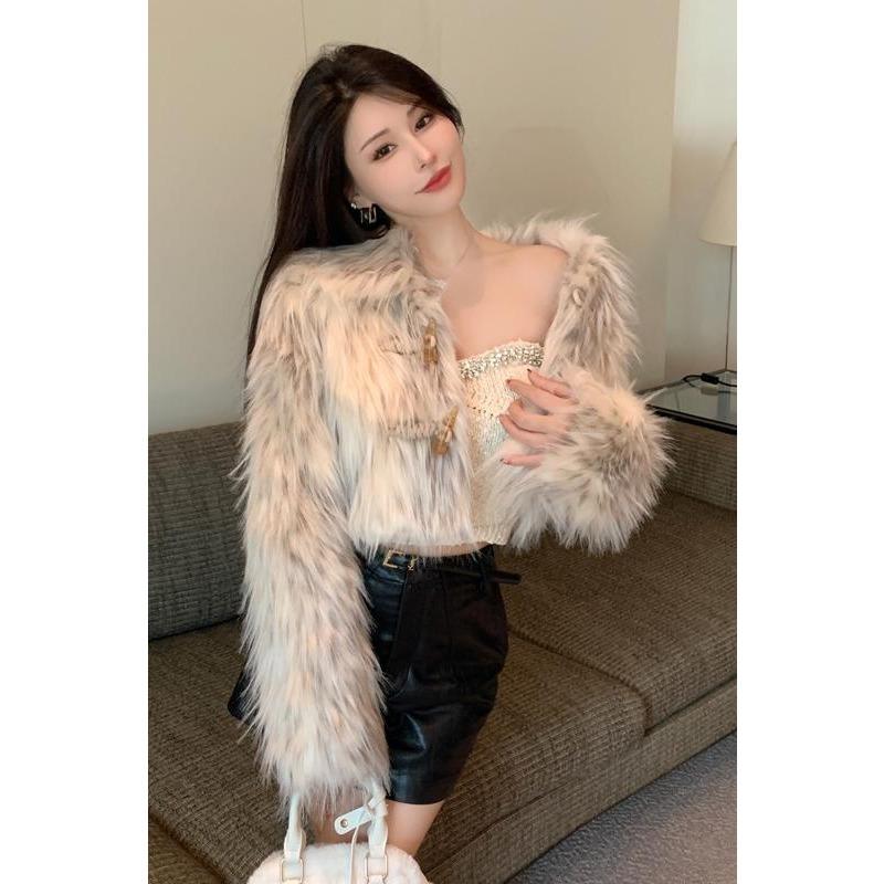 Zimní nový sexy kabát z umělé kožešiny s dlouhými vlasy Korejský styl s krátkou klopou zesílený teplý kabát